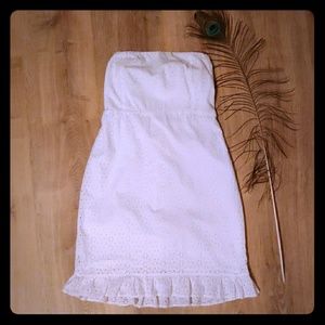 White Old Navy Strapless Eyelet Dress